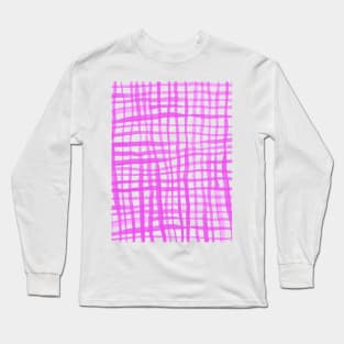 Watercolor doodle gingham - pink Long Sleeve T-Shirt